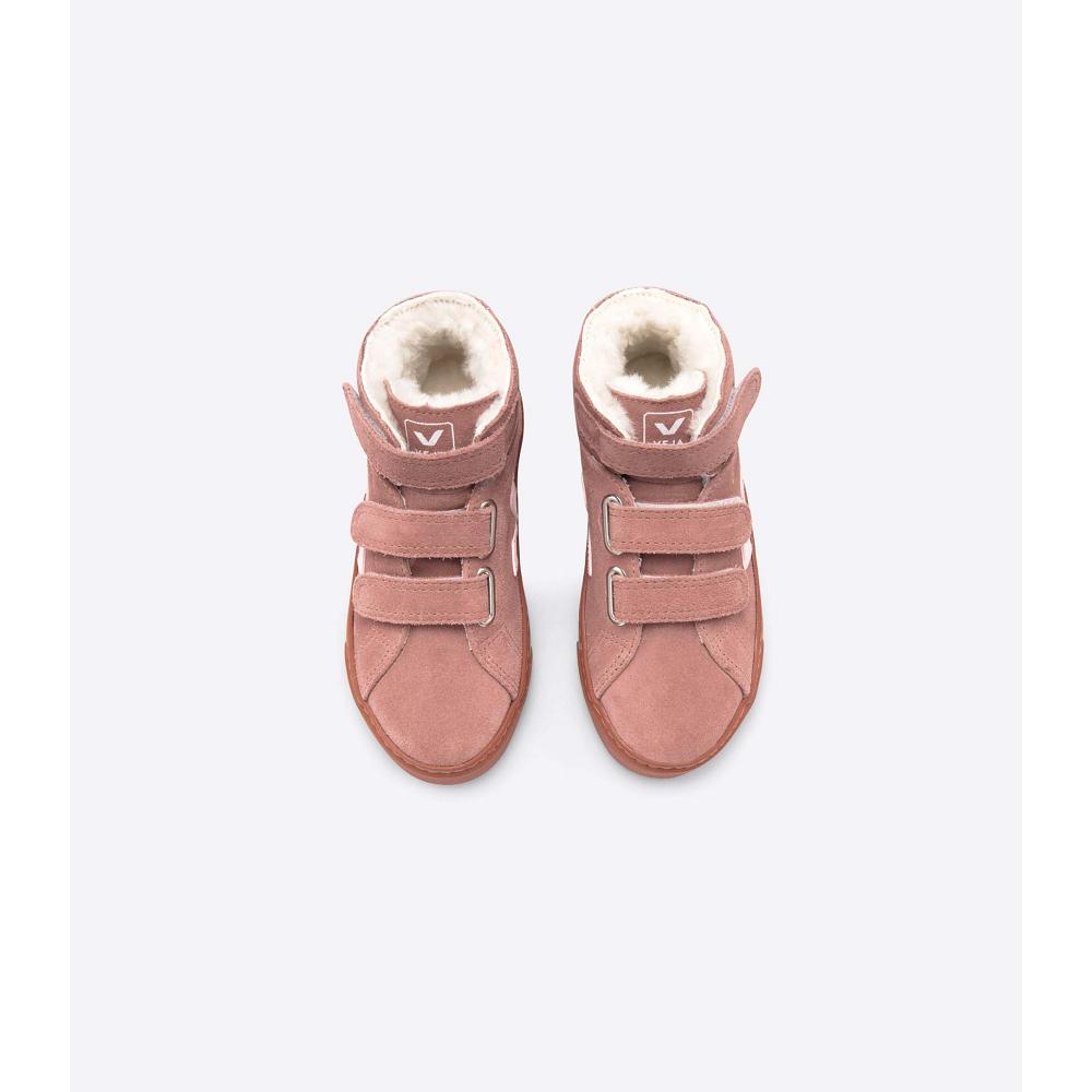 Veja ESPLAR MID FURED SUEDE Kids' High Tops Pink | NZ 688QMA